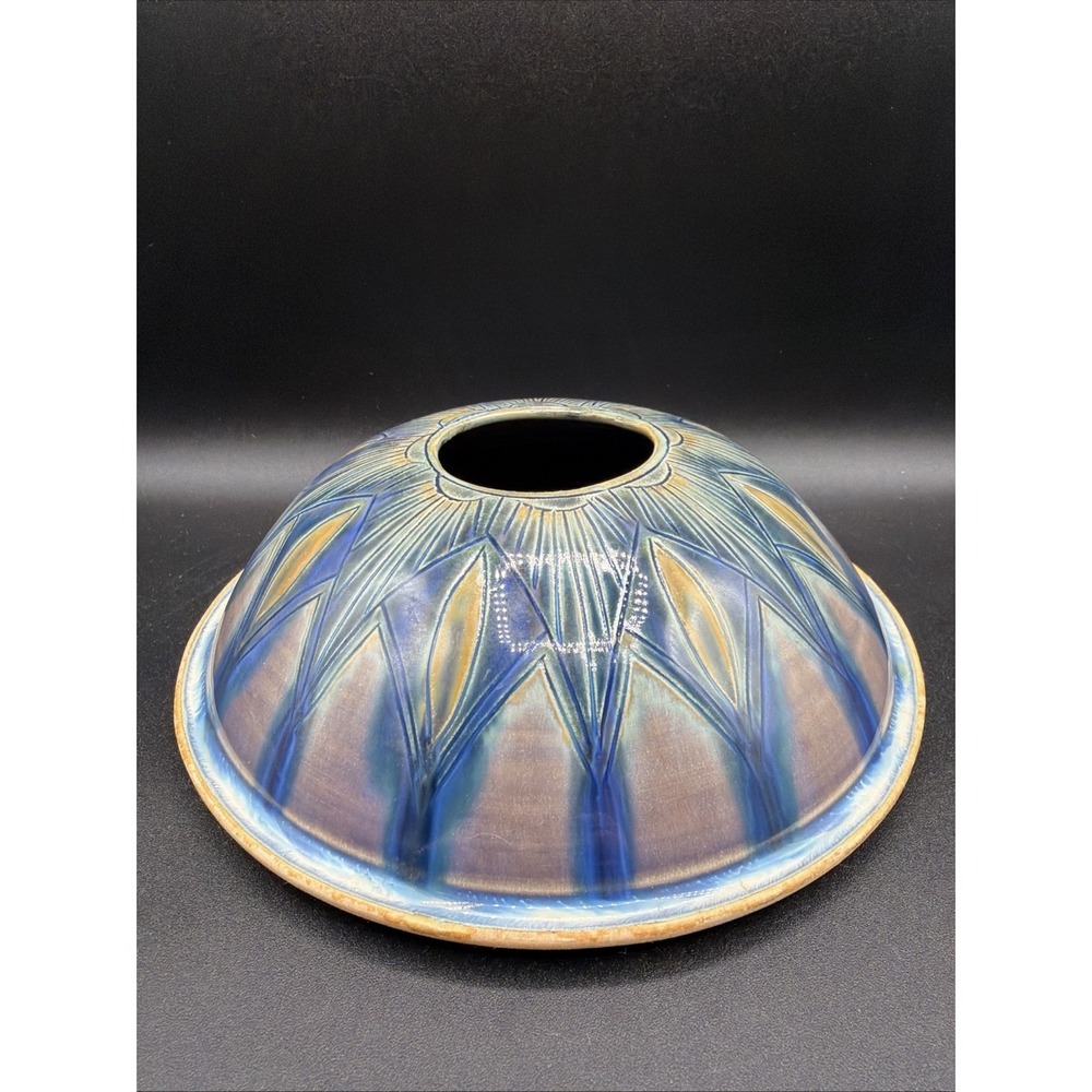 VTG Studio Art Pottery Art Nouveau Ikebana Vase w/frog Handmade Signed 7.5"
